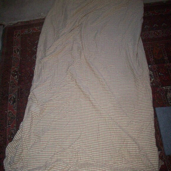 RALPH LAUREN VINTAGE Brown Red Check TWIN FITTED SHEET 100% Cotton, has flaws - Picture 1 of 11